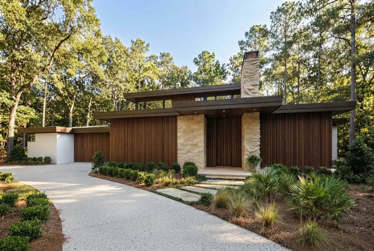 Mid-Century Modern home rendering