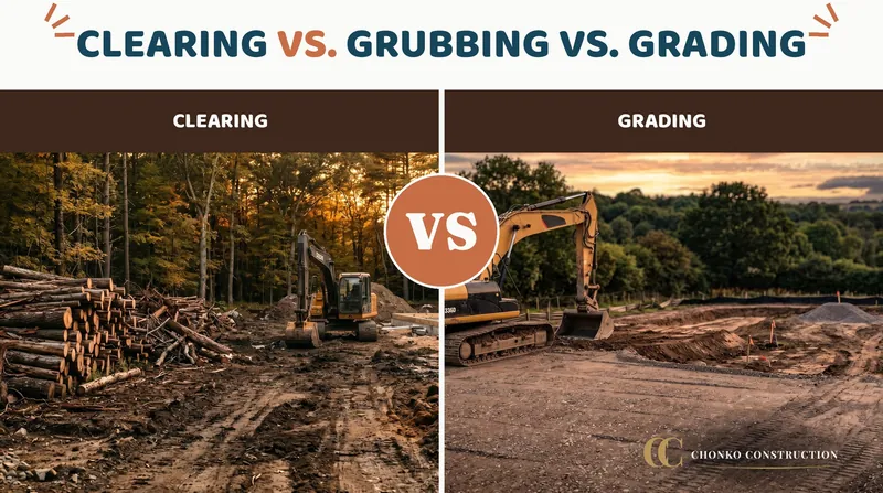 Clearing vs. Grubbing vs. Grading: What They Mean in the Midlands