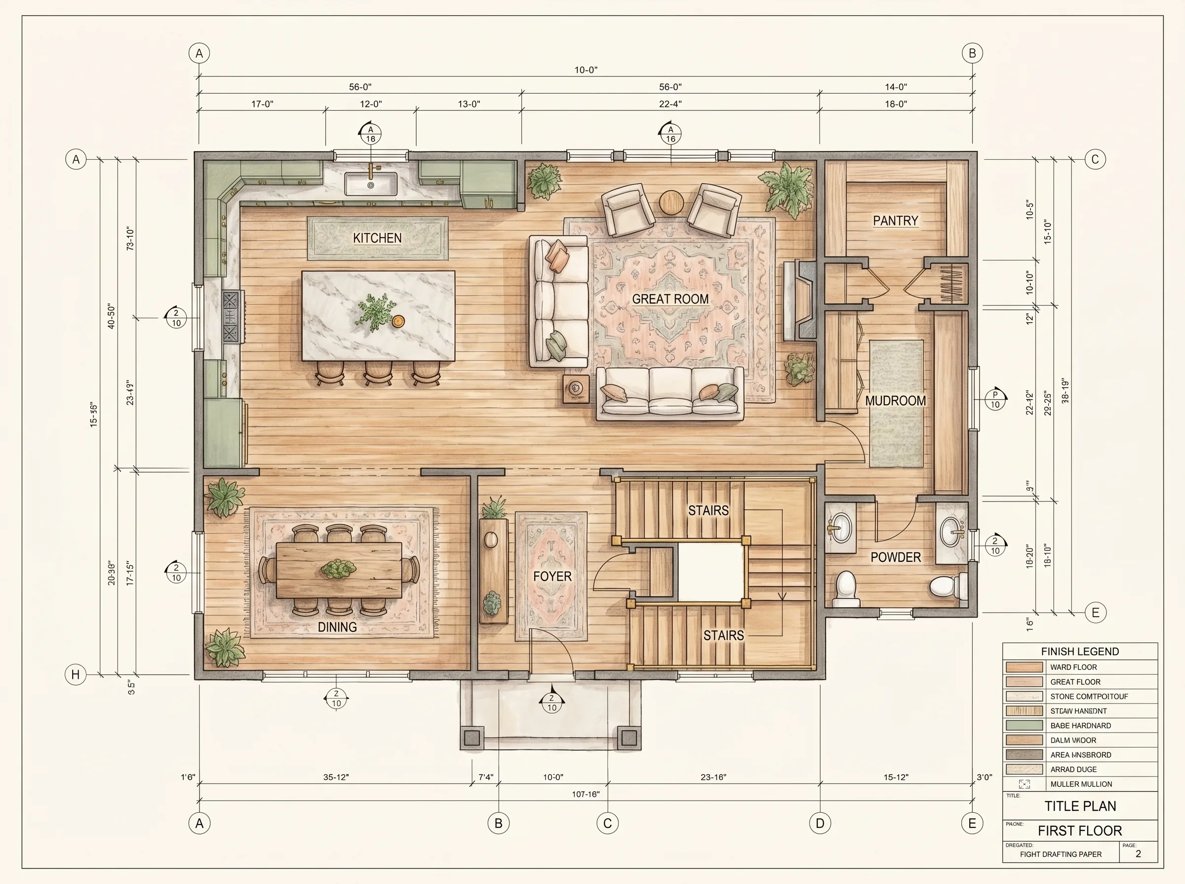 First-Floor Plan, Rendered, architectural blueprint