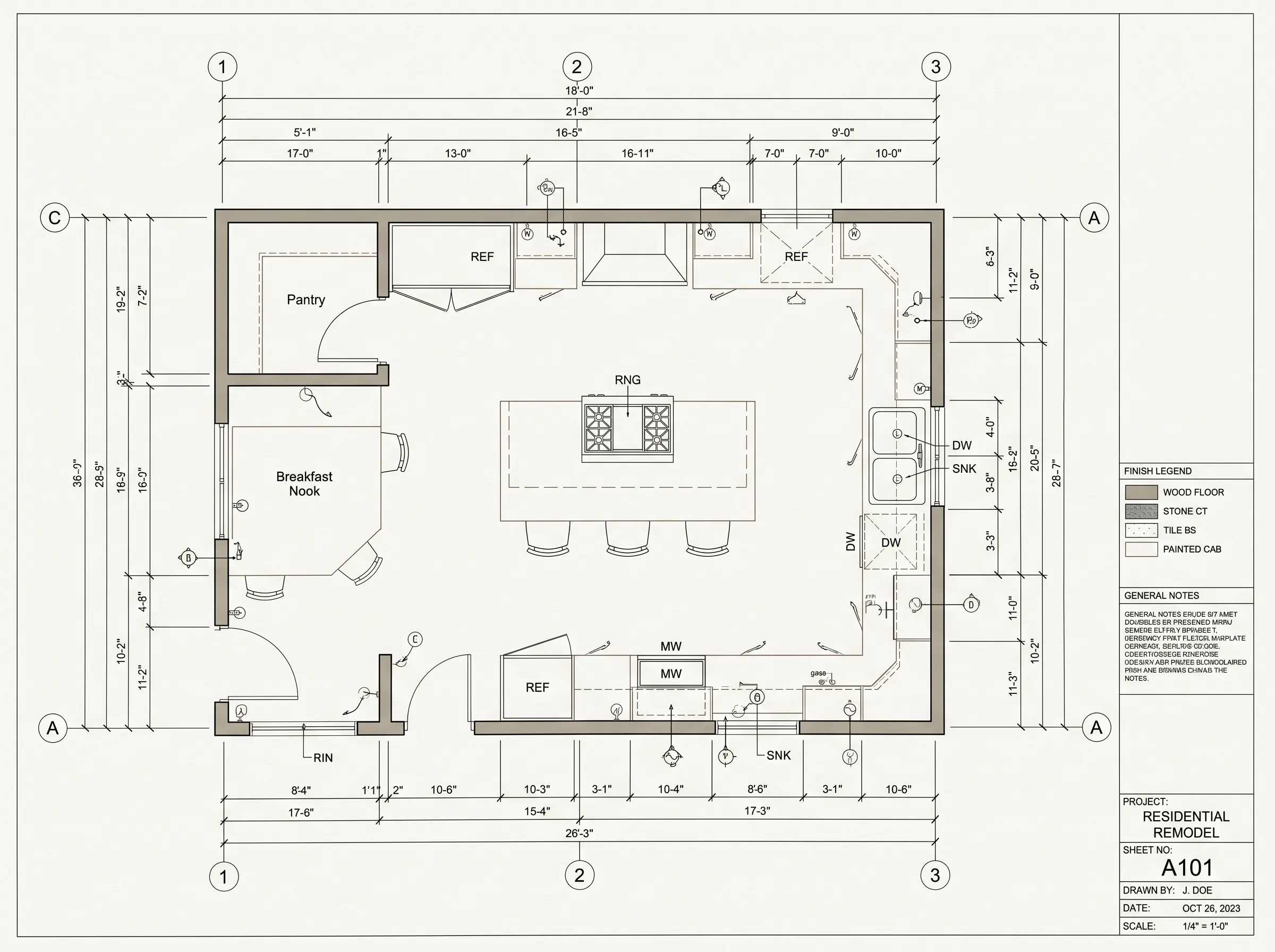 Kitchen Floor Plan, architectural blueprint