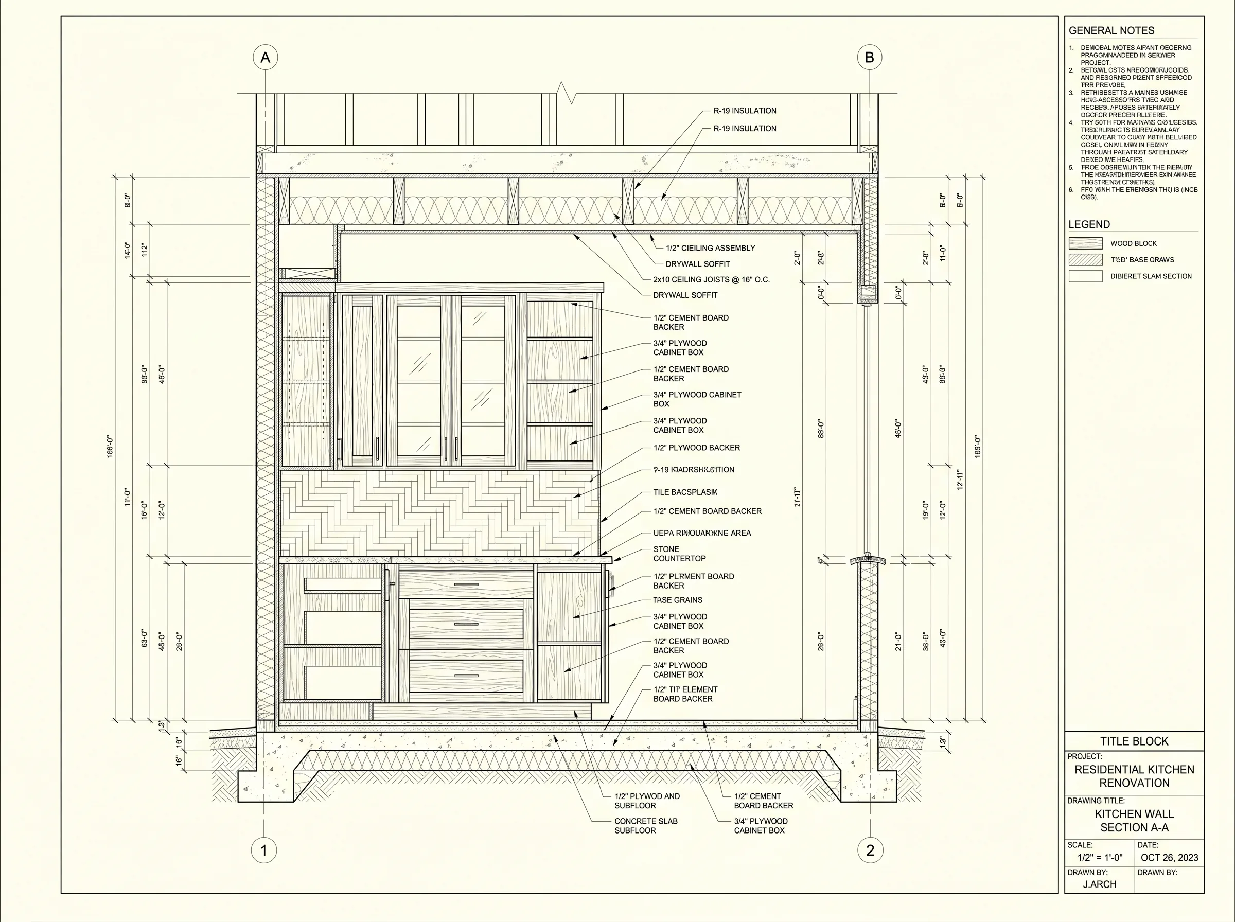 Kitchen Cross-Section, architectural blueprint