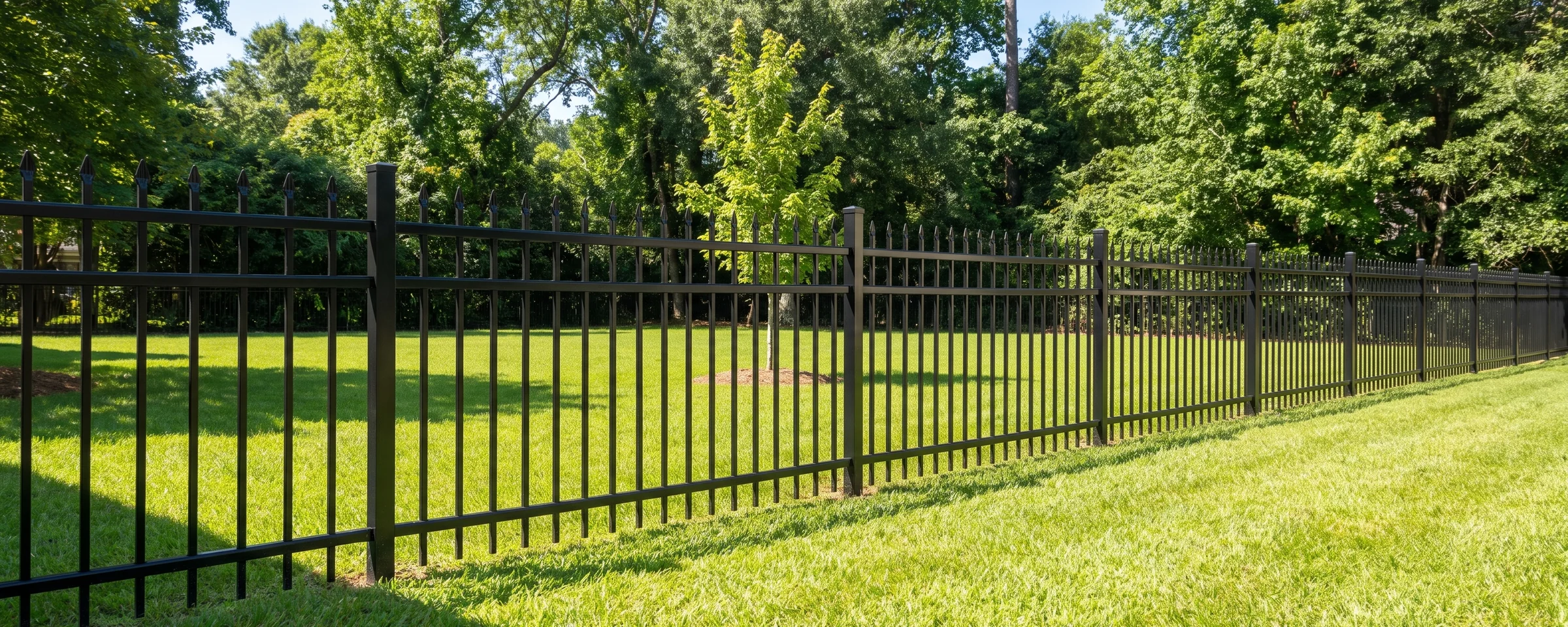 Augustine aluminum picket fence in a Columbia, SC backyard
