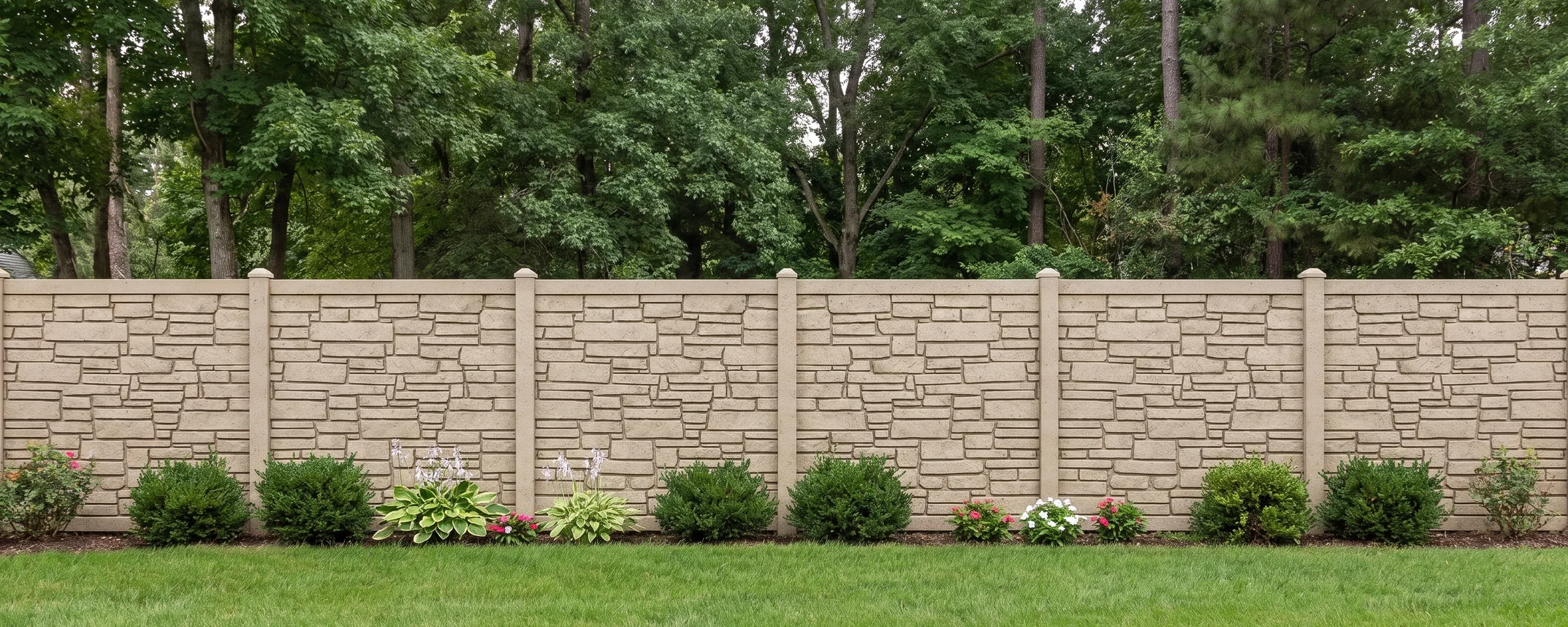Boulder molded privacy fence in a Columbia, SC backyard