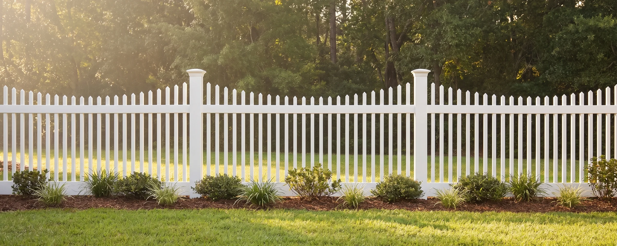 Cape Cod vinyl picket fence in a Columbia, SC backyard