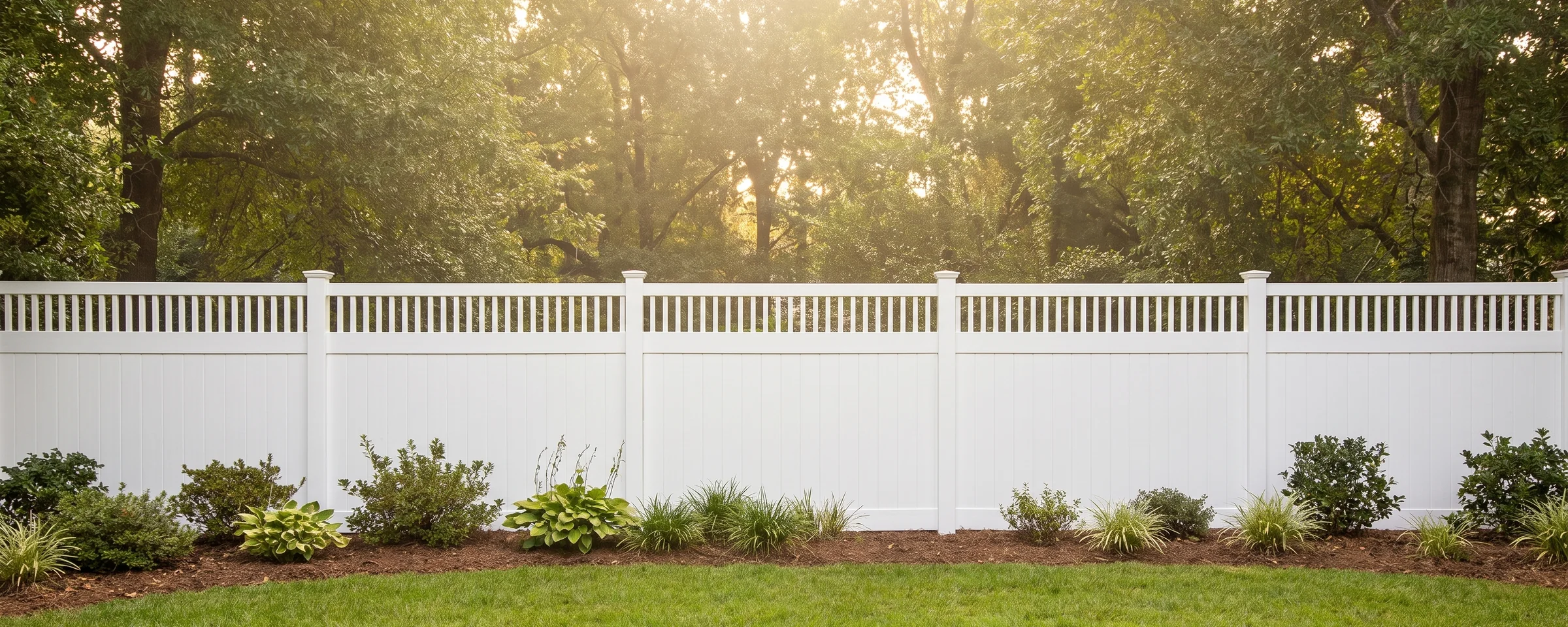 Chesapeake vinyl privacy fence in a Columbia, SC backyard