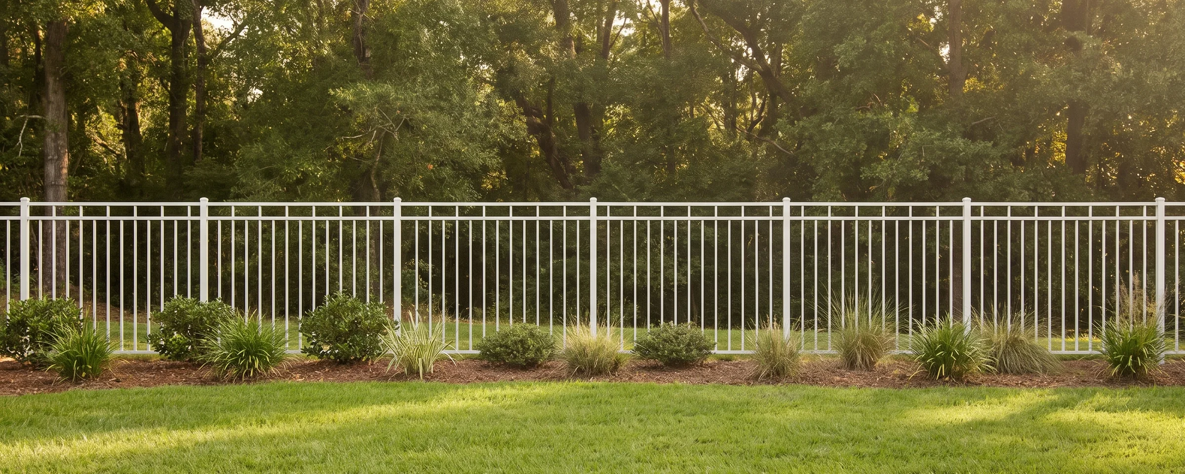 Lexington aluminum picket fence in a Columbia, SC backyard