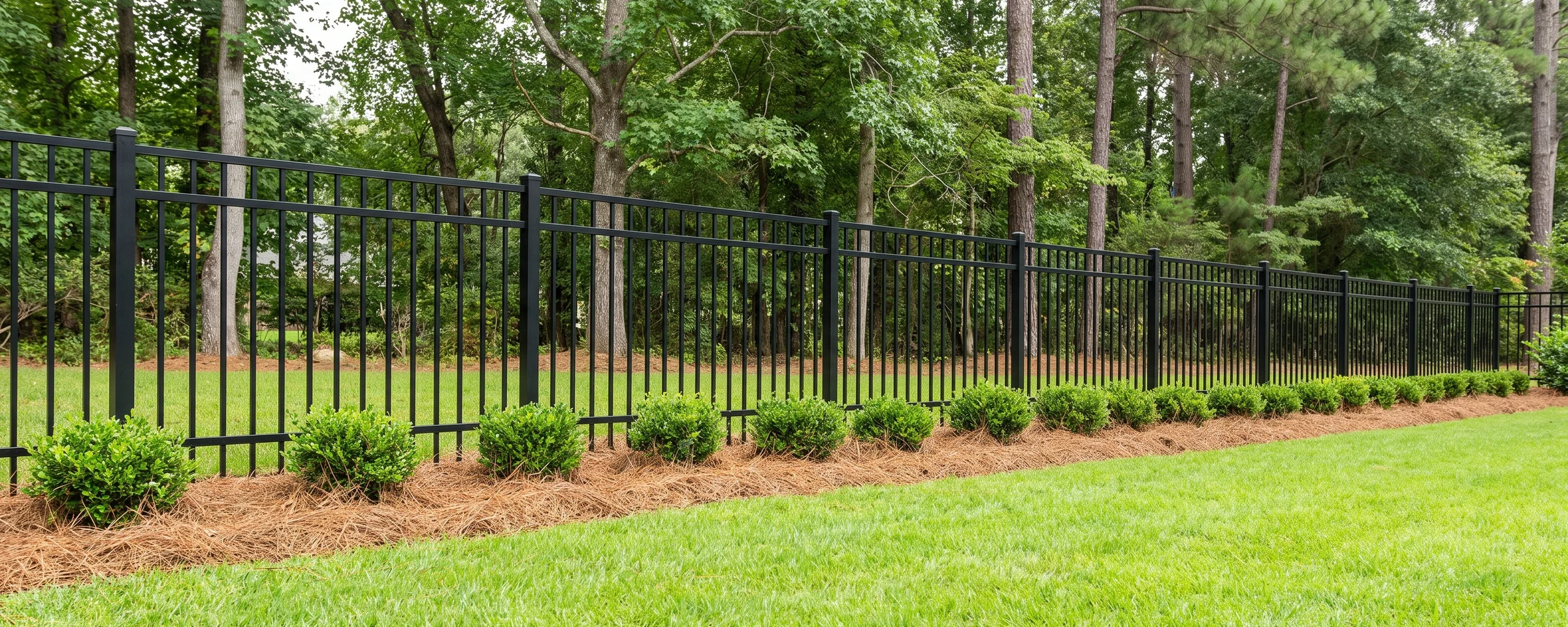 Manchester aluminum picket fence in a Columbia, SC backyard