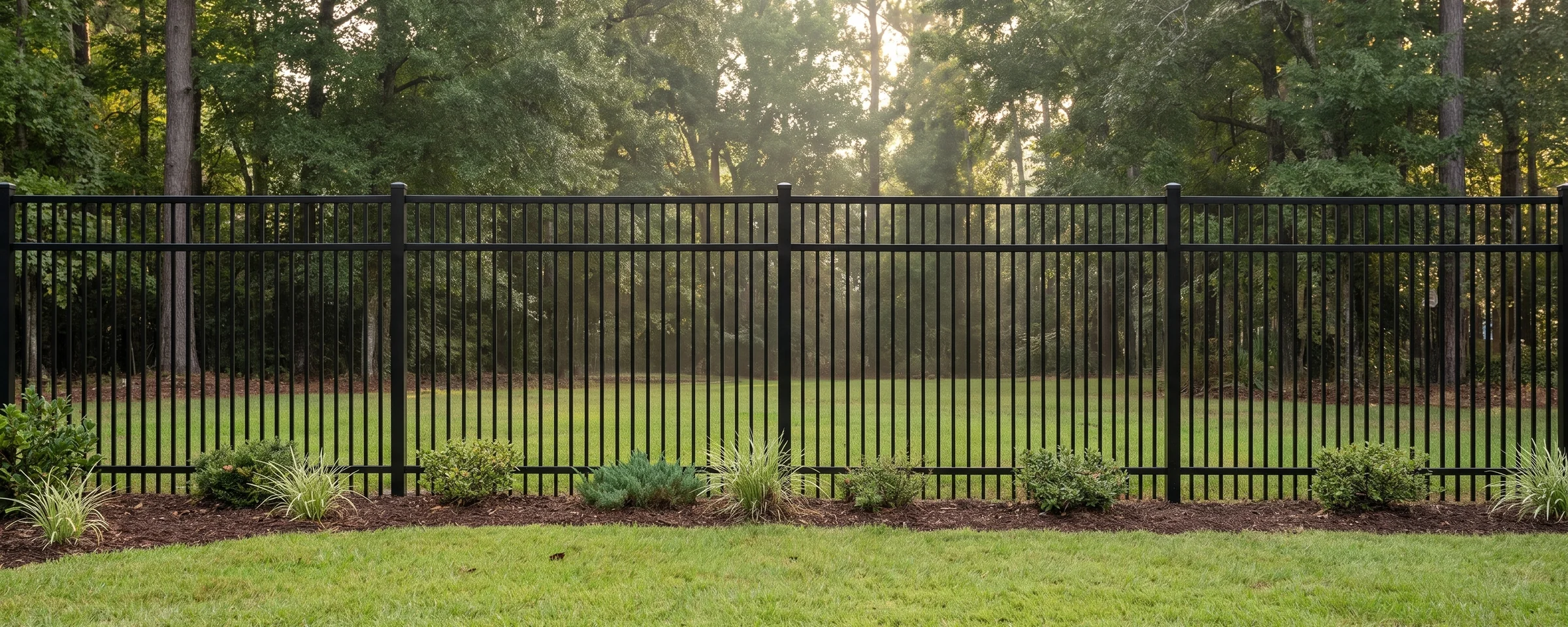 Melbourne aluminum picket fence in a Columbia, SC backyard