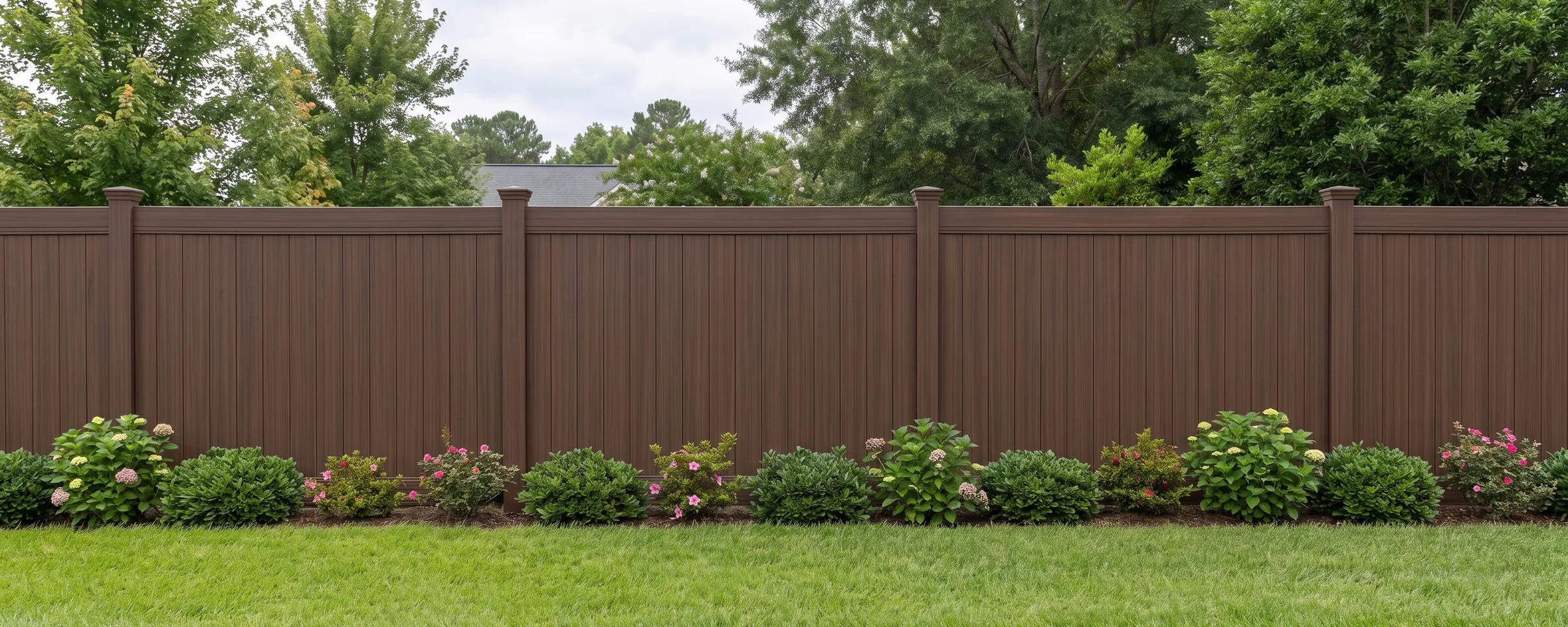 Newbury vinyl privacy fence in a Columbia, SC backyard