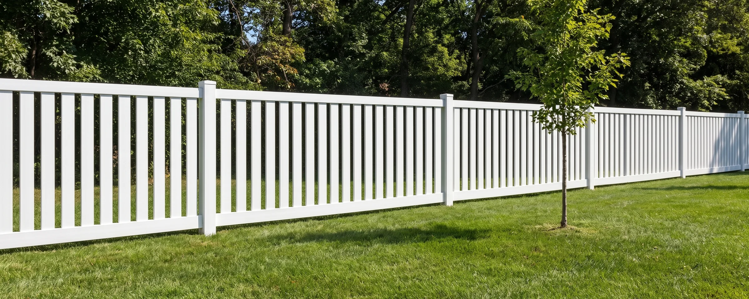 Norwalk vinyl picket fence in a Columbia, SC backyard