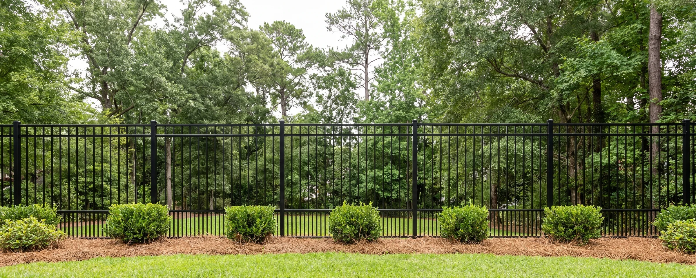 Raleigh aluminum picket fence in a Columbia, SC backyard