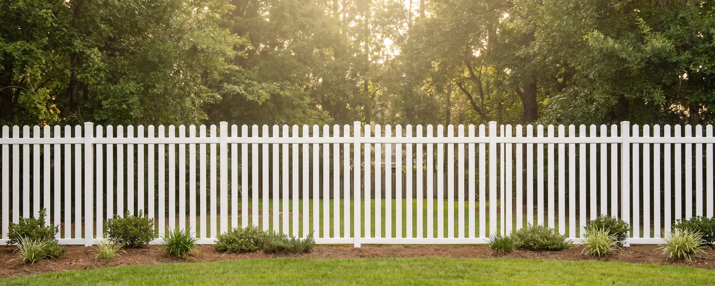 Rockport vinyl picket fence in a Columbia, SC backyard