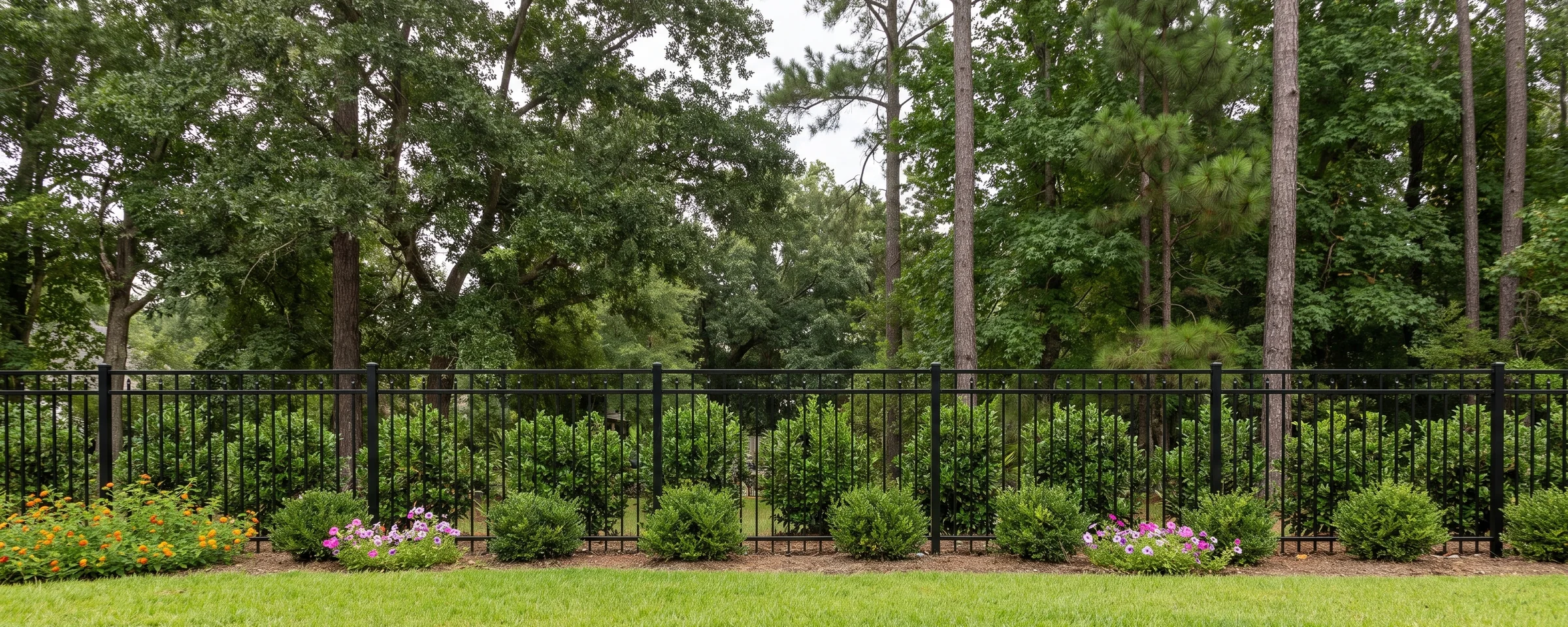Salem aluminum picket fence in a Columbia, SC backyard