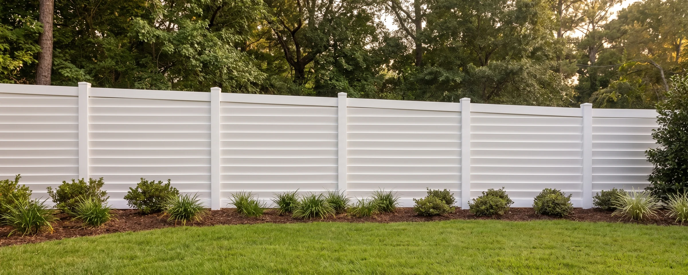 Seaside vinyl semi-private fence in a Columbia, SC backyard