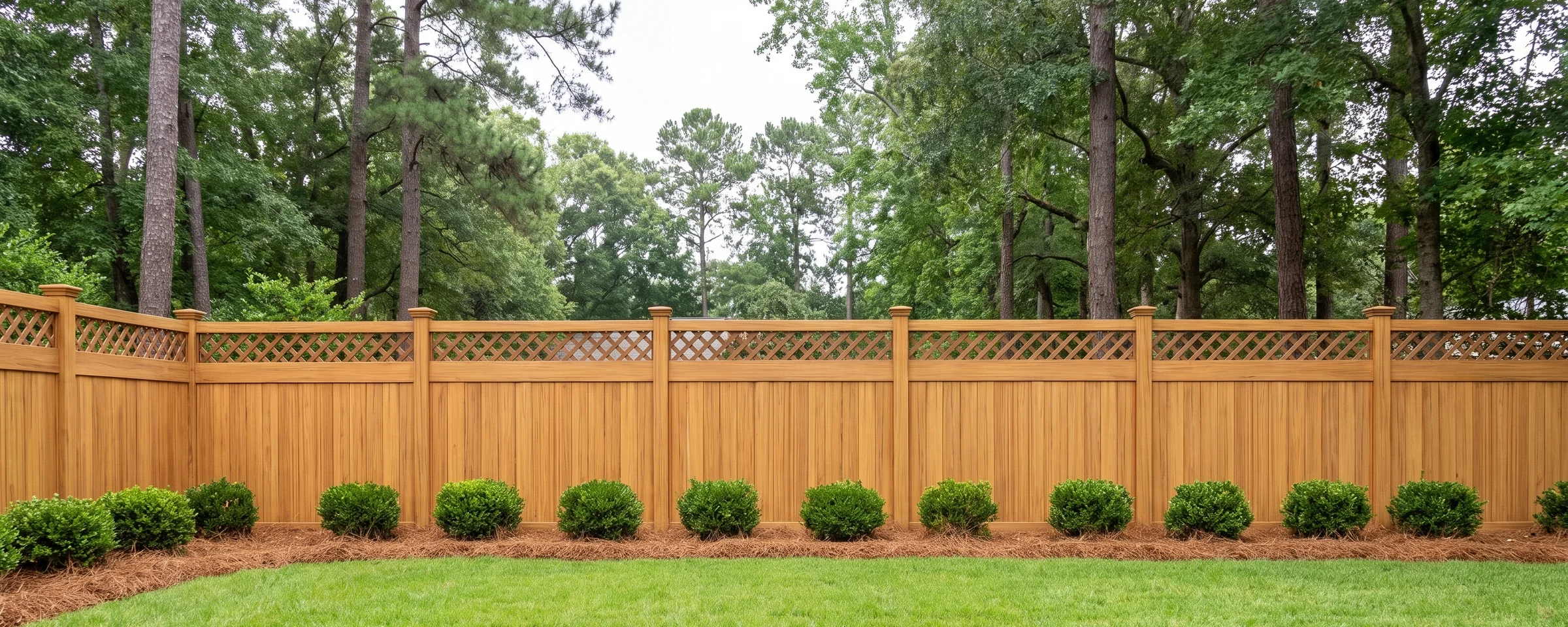 Tybee vinyl privacy fence in a Columbia, SC backyard