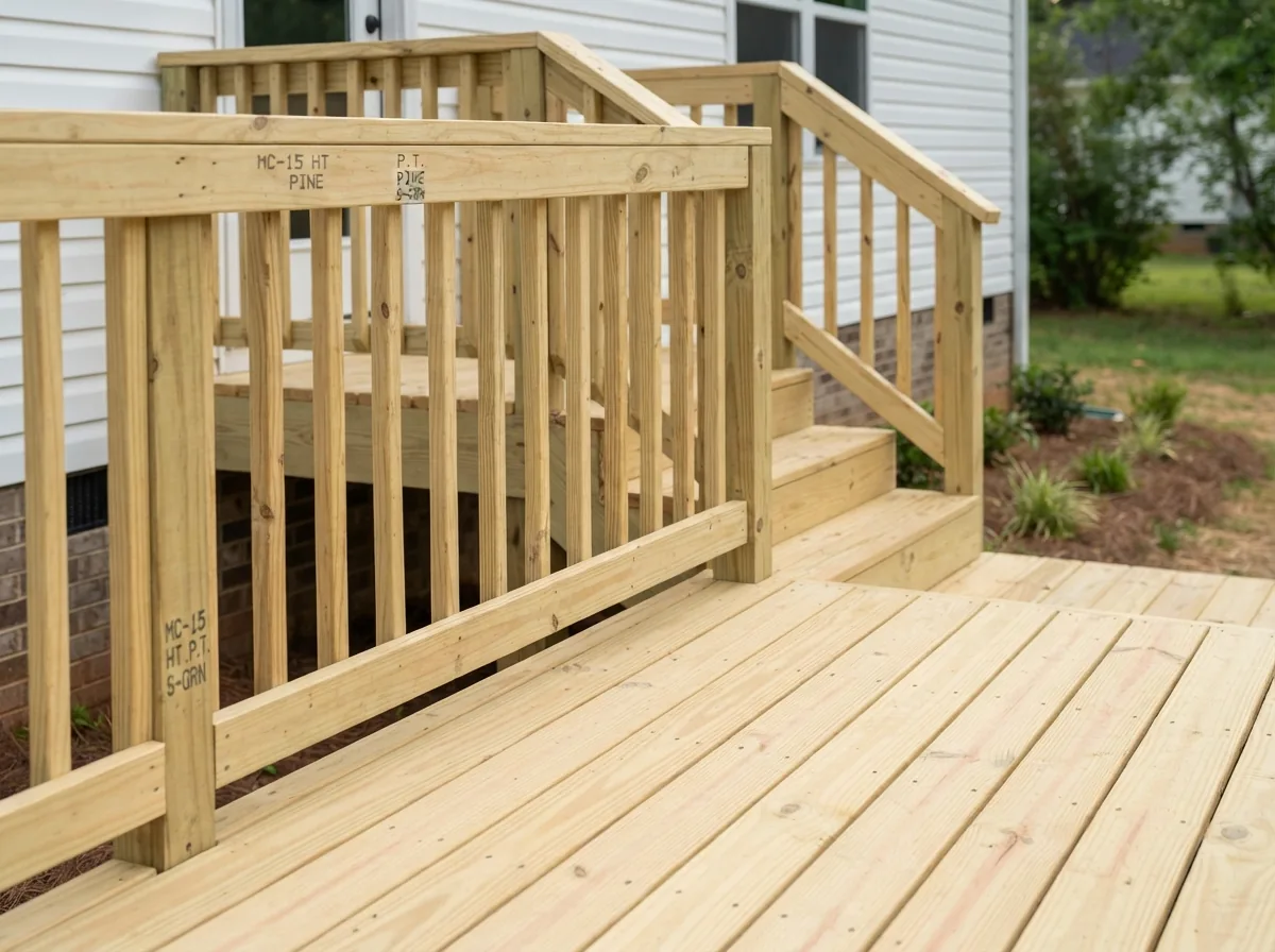 Pressure-treated deck boards and framing