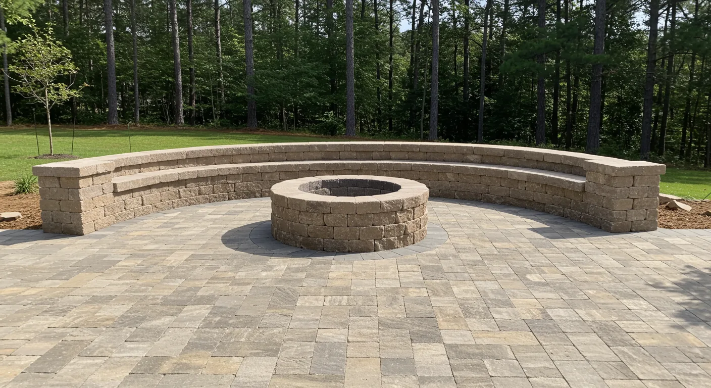 Paver patio with a built-in fire pit