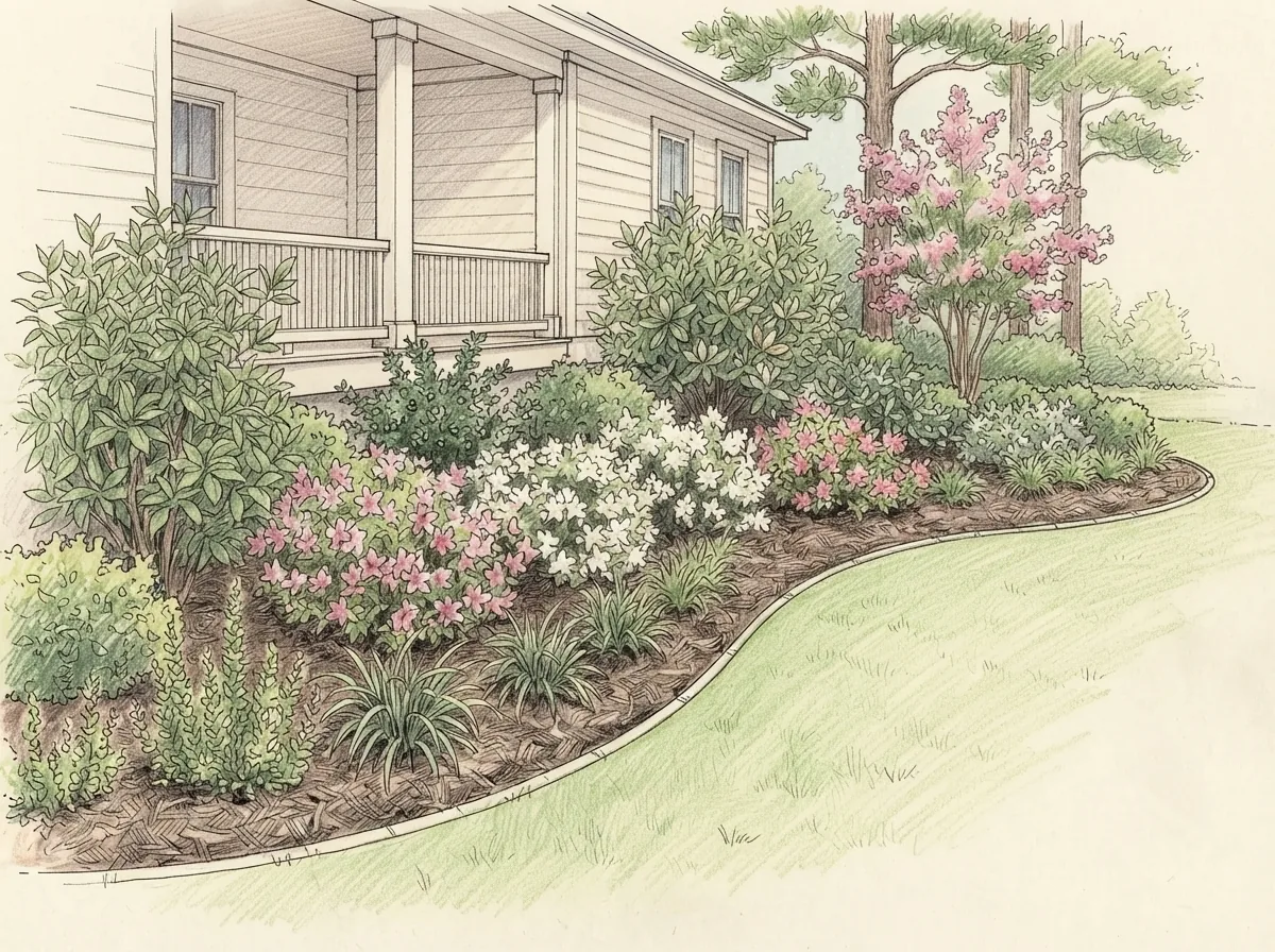 Installed plantings and beds at a Midlands home