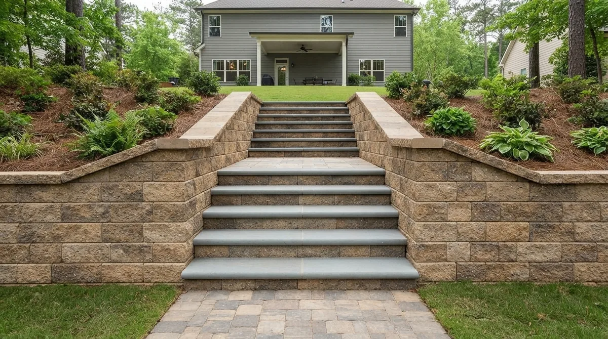 Tall segmental block retaining wall