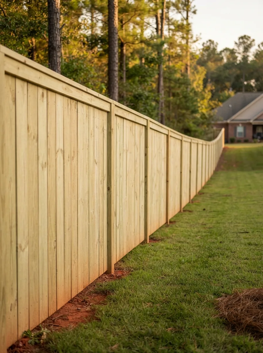 Wood privacy fence at a Midlands home