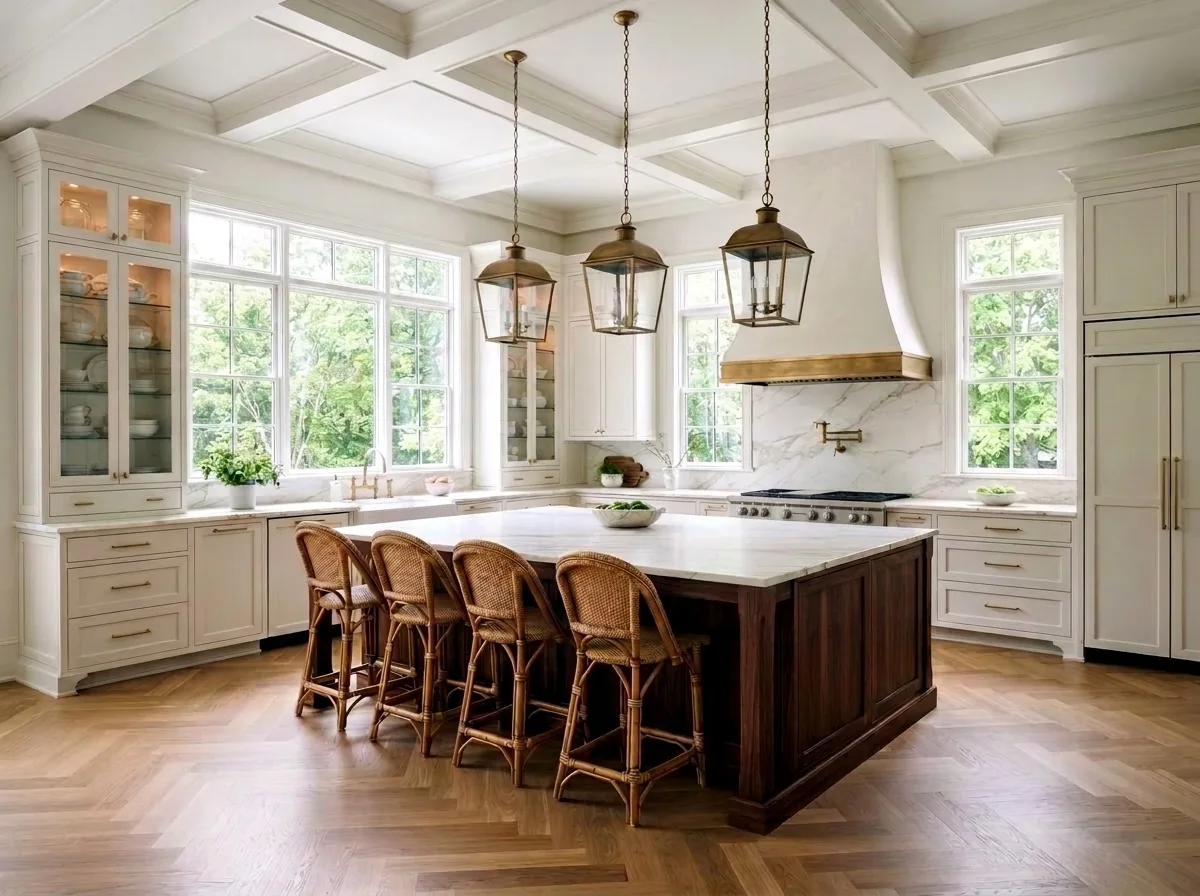 Luxury kitchen in a transitional style with premium stone