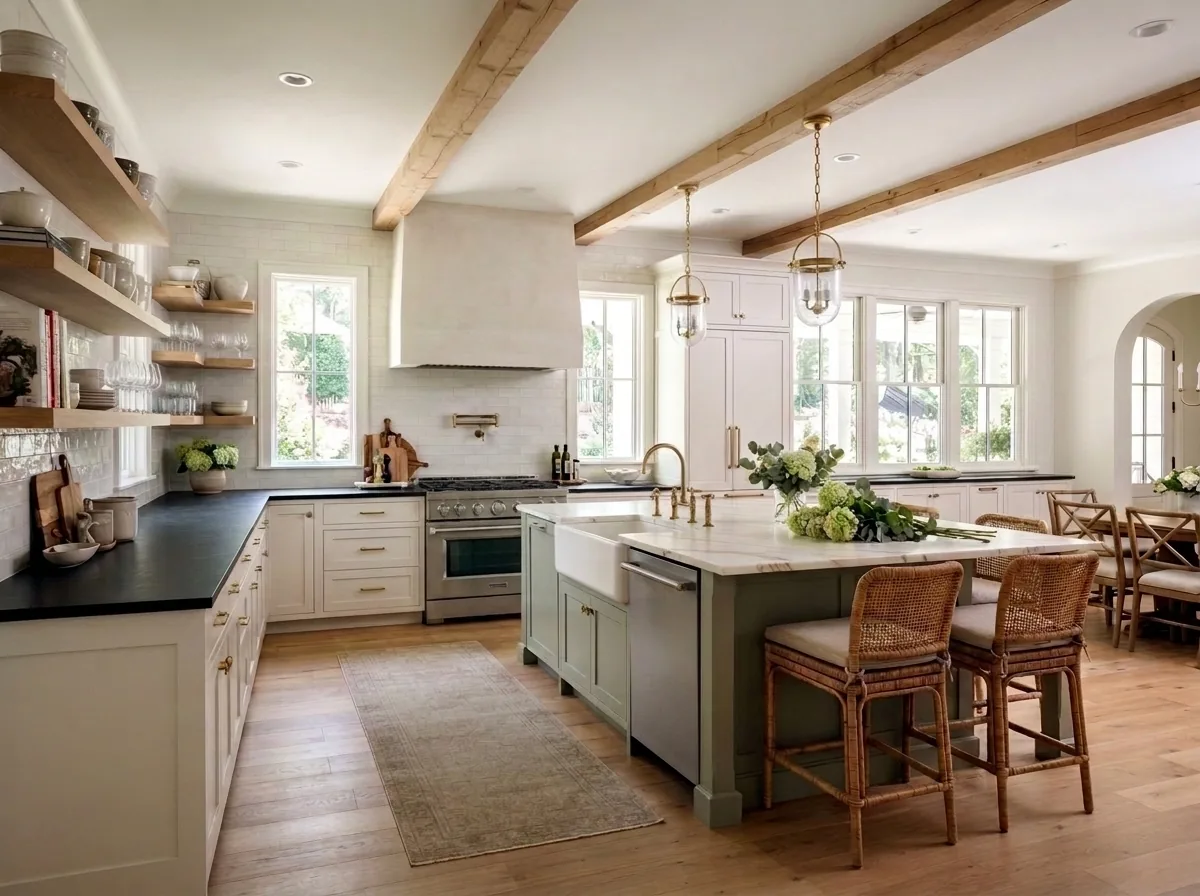 Mid-range kitchen in a farmhouse style
